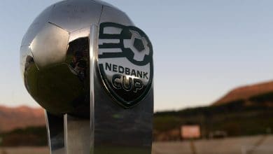 The Nedbank Cup trophy on display at the Danie Craven Stadium.