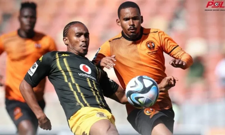 Oswin Appollis and Njabulo Blom of Kaizer Chiefs in action