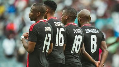 Orlando Pirates players during a match. One of the stars is ruled out