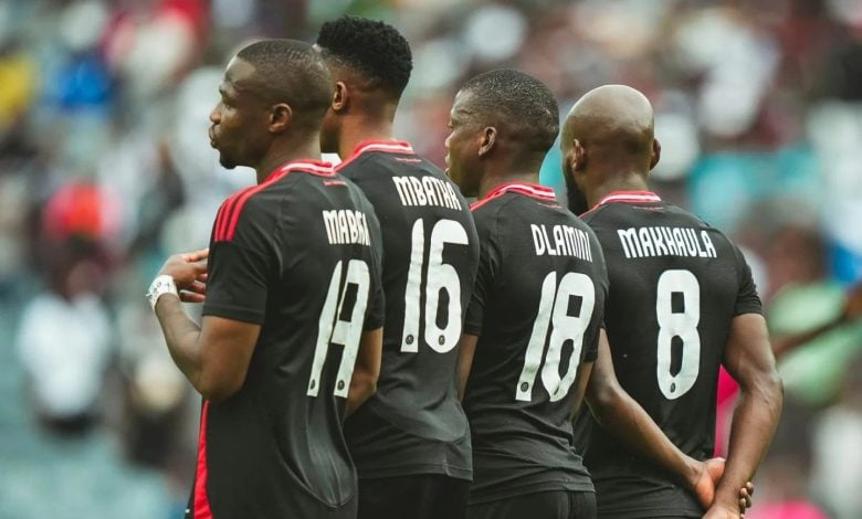 Orlando Pirates players during a match. One of the stars is ruled out