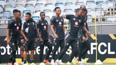 Orlando Pirates players training ahead of the CR Belouizdad match.