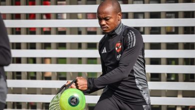 Percy Tau during an Al Ahly training session