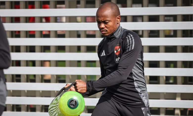 Percy Tau during an Al Ahly training session