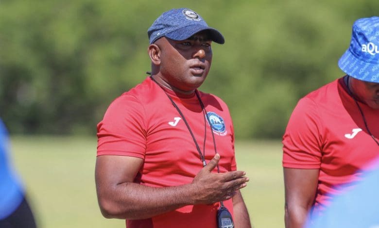 Richards Bay FC coach Ronnie Gabriel giving instructions in training