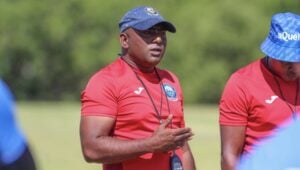 Richards Bay FC coach Ronnie Gabriel giving instructions in training