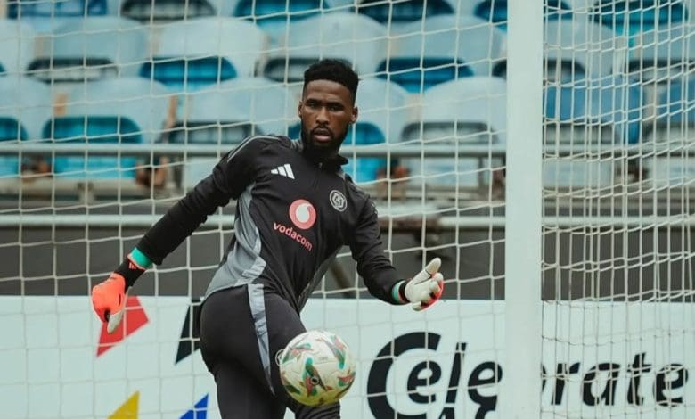 Orlando Pirates goalie Sipho Chaine during training