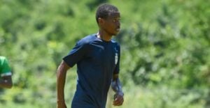 Thamsanqa Sangweni in Mkhambathi FC colours.