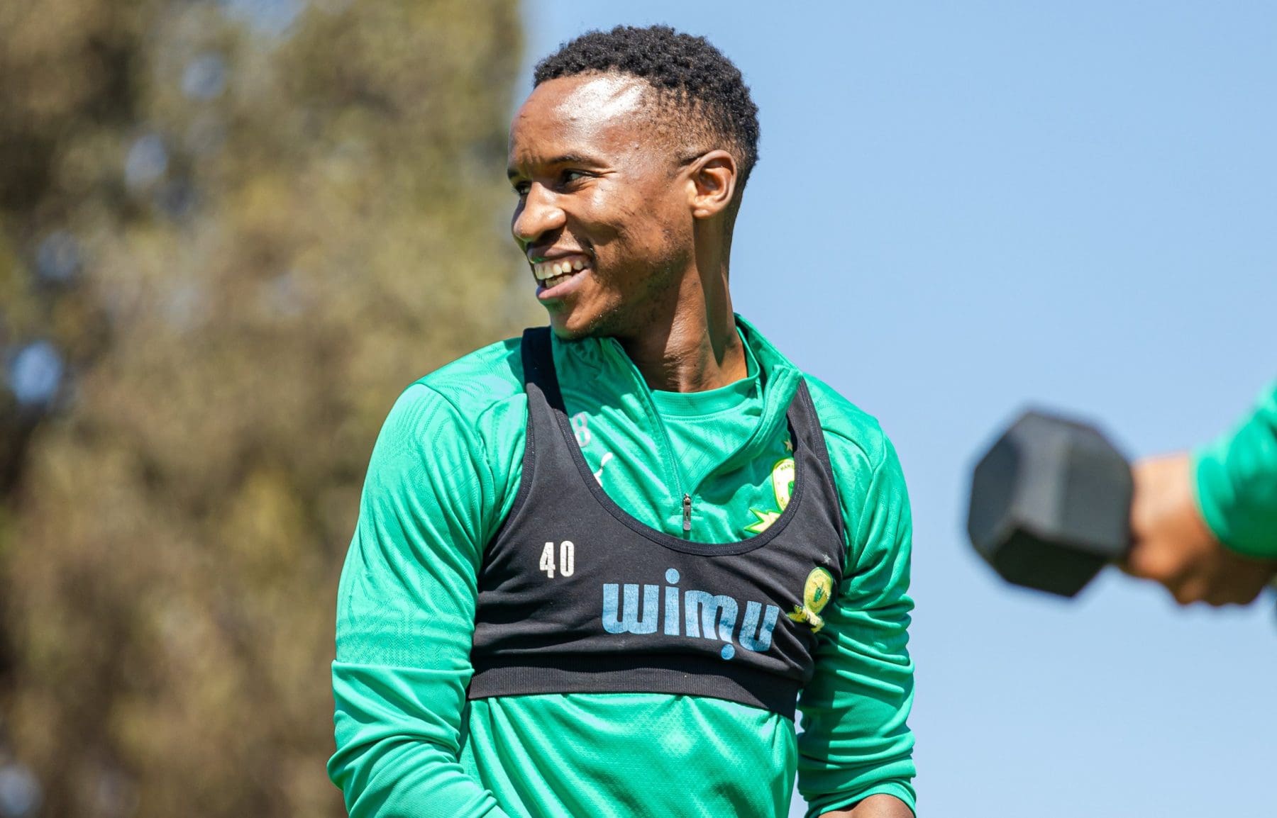 Themba Zwane during Mamelodi Sundowns training session