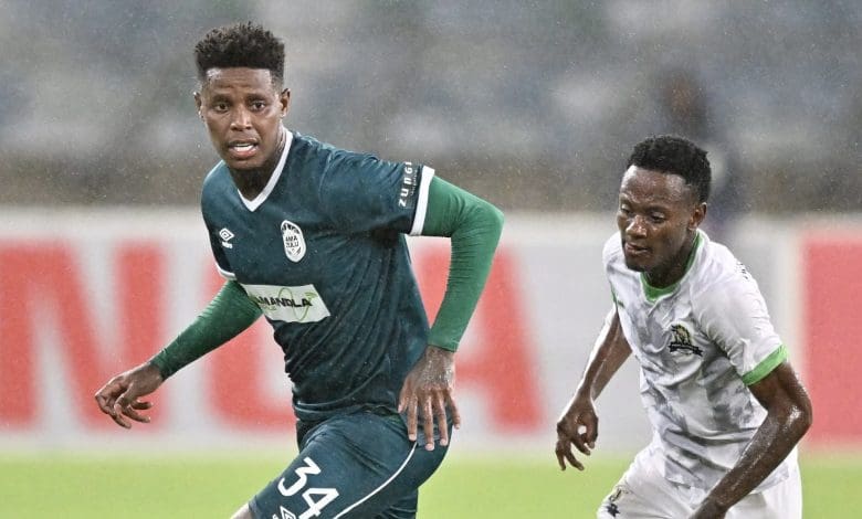 AmaZulu FC midfielder Bongani Zungu on the ball against Marumo Gallants