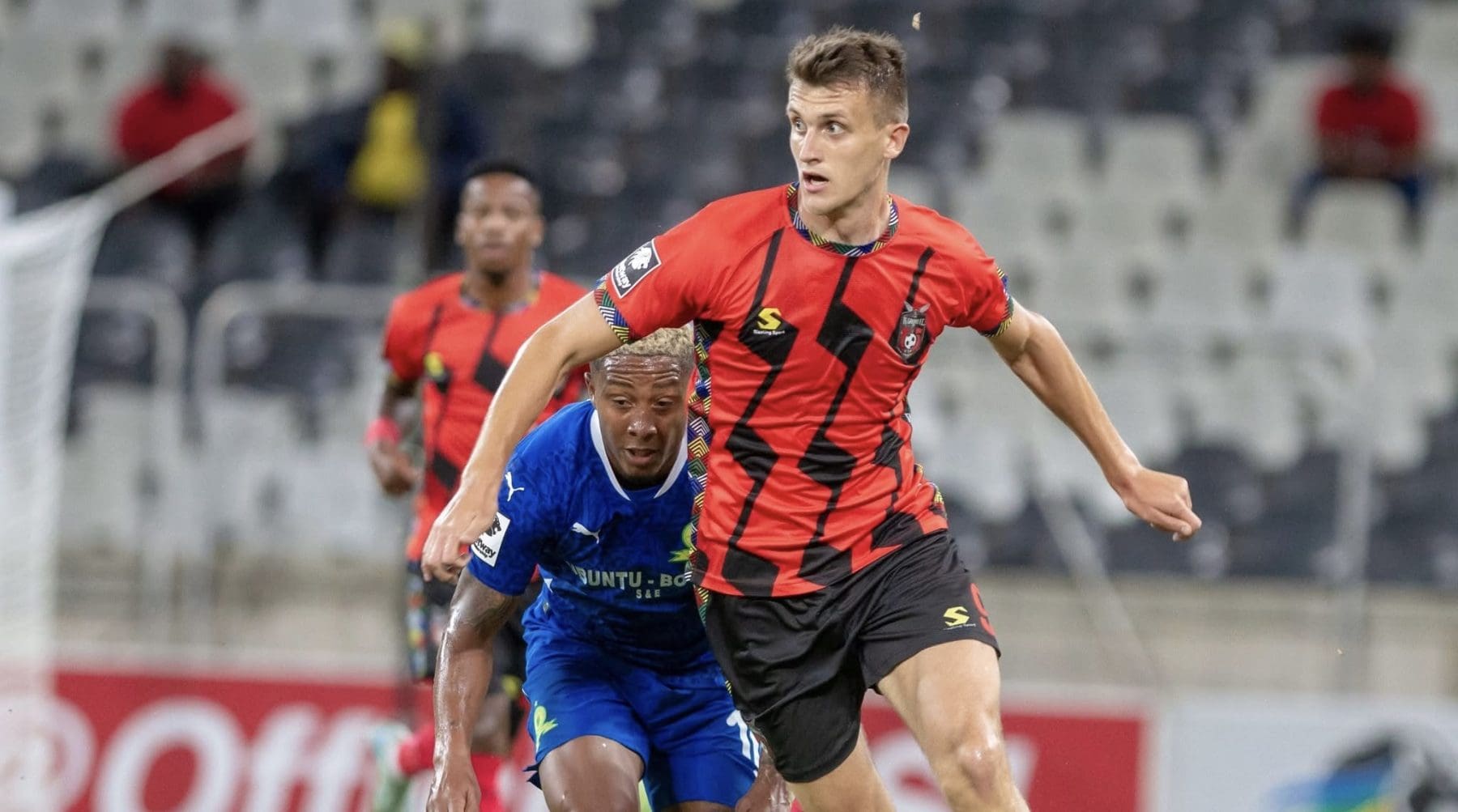 TS Galaxy striker Dženan Zajmović in action in a match against Mamelodi Sundowns