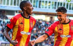 Elias Mokwana celebrates a goal for Esperance