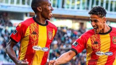 Elias Mokwana celebrates a goal for Esperance