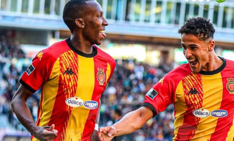 Elias Mokwana celebrates a goal for Esperance