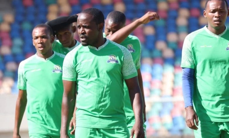 Centre-forward Gabadinho Mhango with his teammates