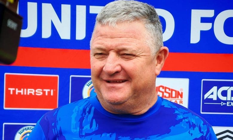 Gavin Hunt at SuperSport United press conference