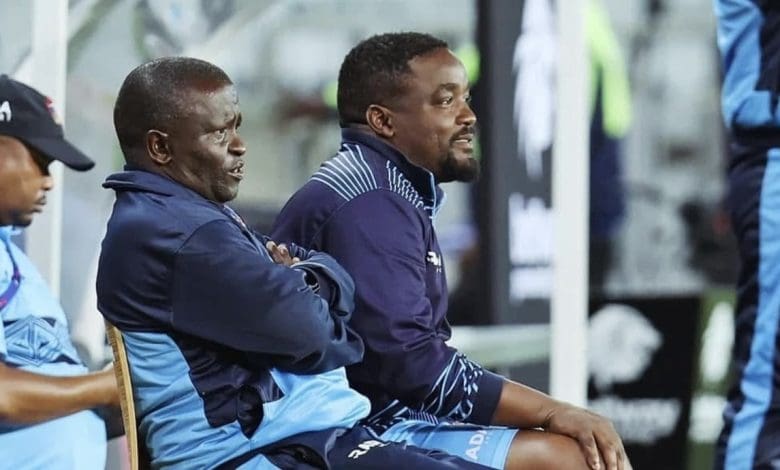 Chippa United co-coaches Kwanele Kopo and Thabo September on the bench