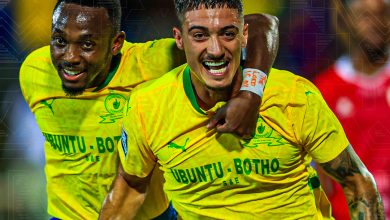 Mamelodi Sundowns stars celebrate a goal against Sekhukhune United