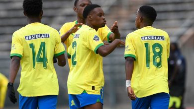 Mamelodi Sundowns players including Keabetswe Ramotsei during a DDC game