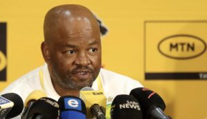 Former Mamelodi Sundowns coach Manqoba Mngqithi speaking during the press conference