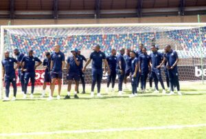 Marumo Gallants players during pitch inspection