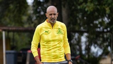 Mamelodi Sundowns coach Miguel Cardoso during training as they prepare to face Orlando Pirates