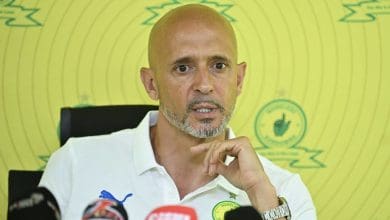 Mamelodi Sundowns coach Miguel Cardoso speaking in the press conference