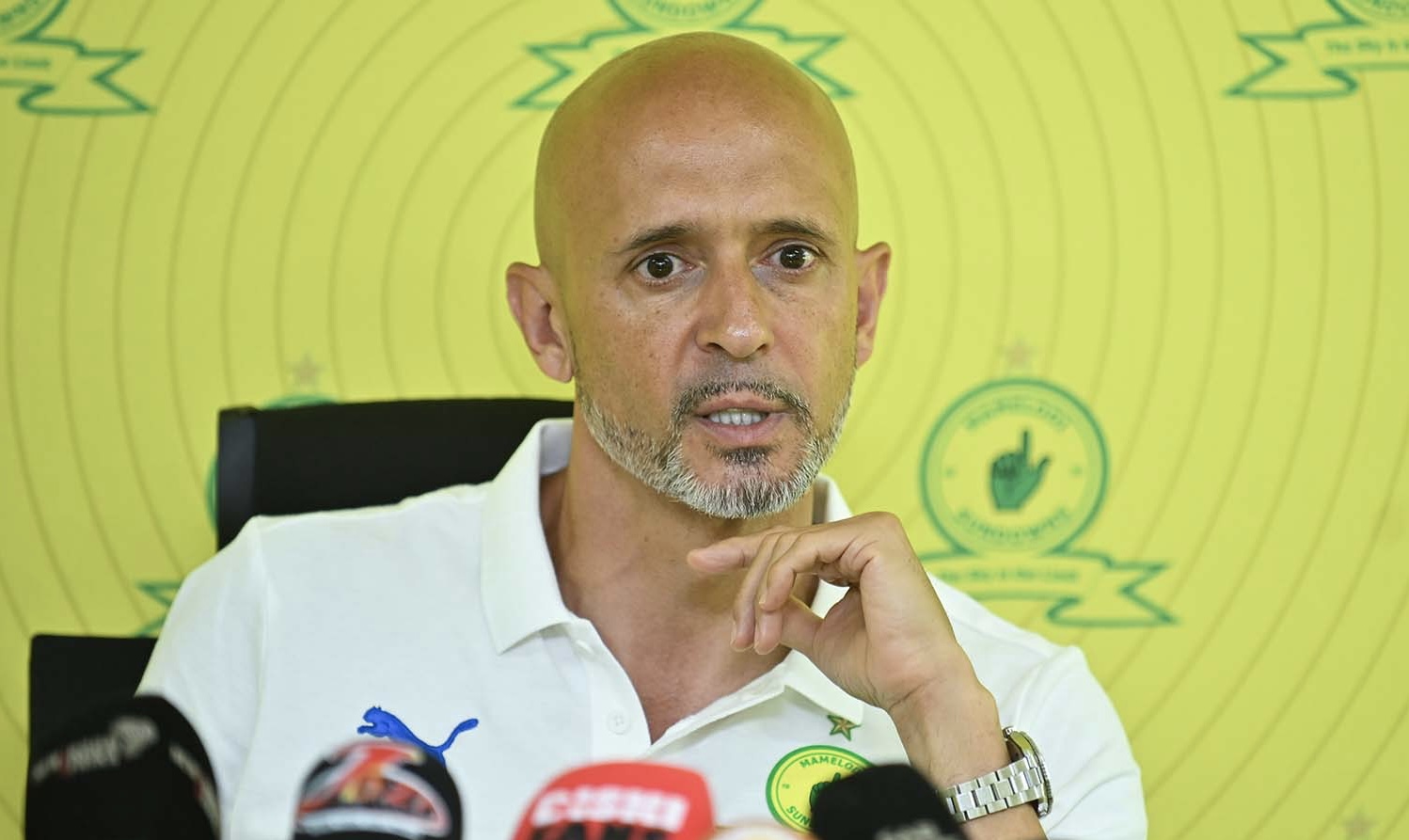 Mamelodi Sundowns coach Miguel Cardoso speaking during one the press conference