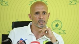Mamelodi Sundowns coach Miguel Cardoso during the press conference