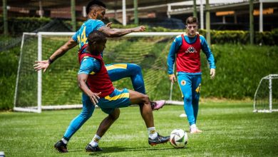 Miguel Inacio and Thabo Cele of Kaizer Chiefs at training