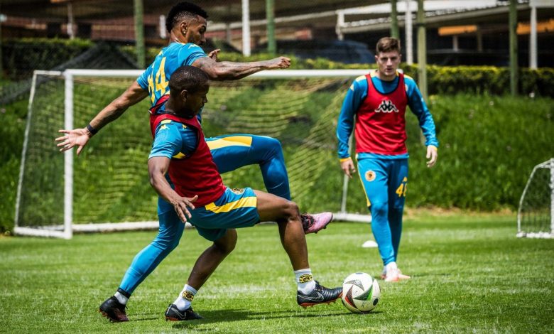 Miguel Inacio and Thabo Cele of Kaizer Chiefs at training