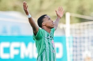 Mihlali Mayambela celebrating a goal for Limassol