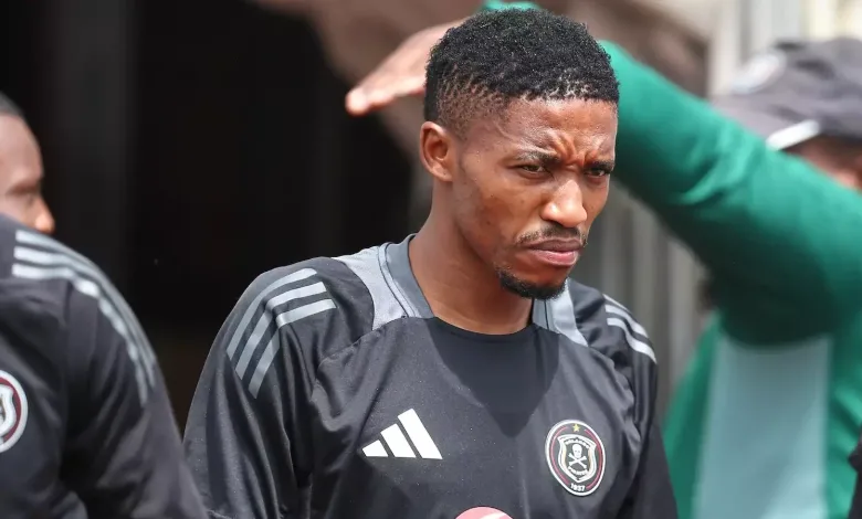 Monnapule Saleng of Orlando Pirates before a training session