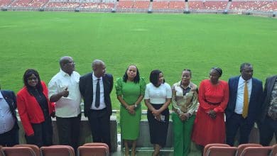 Premier Dr Ramathuba, MECs, Mayors and SAFA officials at Peter Mokaba Stadium