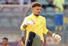 Mamelodi Sundowns goalkeeper Ronwen Williams during a warm-up session at Lucas Masterpieces Moripe Stadium