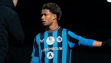 Shandre Campbell taking coach’s instructions at Club Brugge