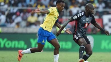 Themba Zwane in action for Mamelodi Sundowns against Orlando Pirates