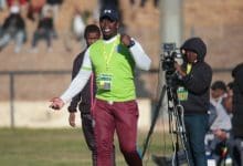 Coach Tshepo Motsoeneng on the touchline