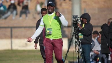 Coach Tshepo Motsoeneng on the touchline