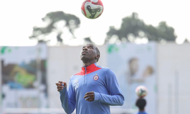 Al Ittihad striker Tumisang Orebonye during a training session