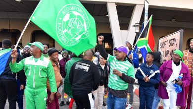 Bloemfontein CELTIC celebrating, with Sports Minister Gayton McKenzie present