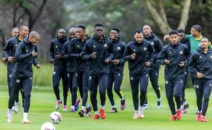 Bafana Bafana at running at training without Themba Zwane and Patrick Maswanganyi