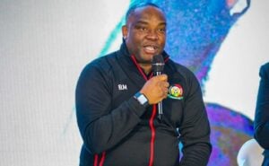 Benni McCarthy, the new Kenya coach addressing the media