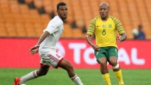 Dino Ndlovu in action for Bafana Bafana