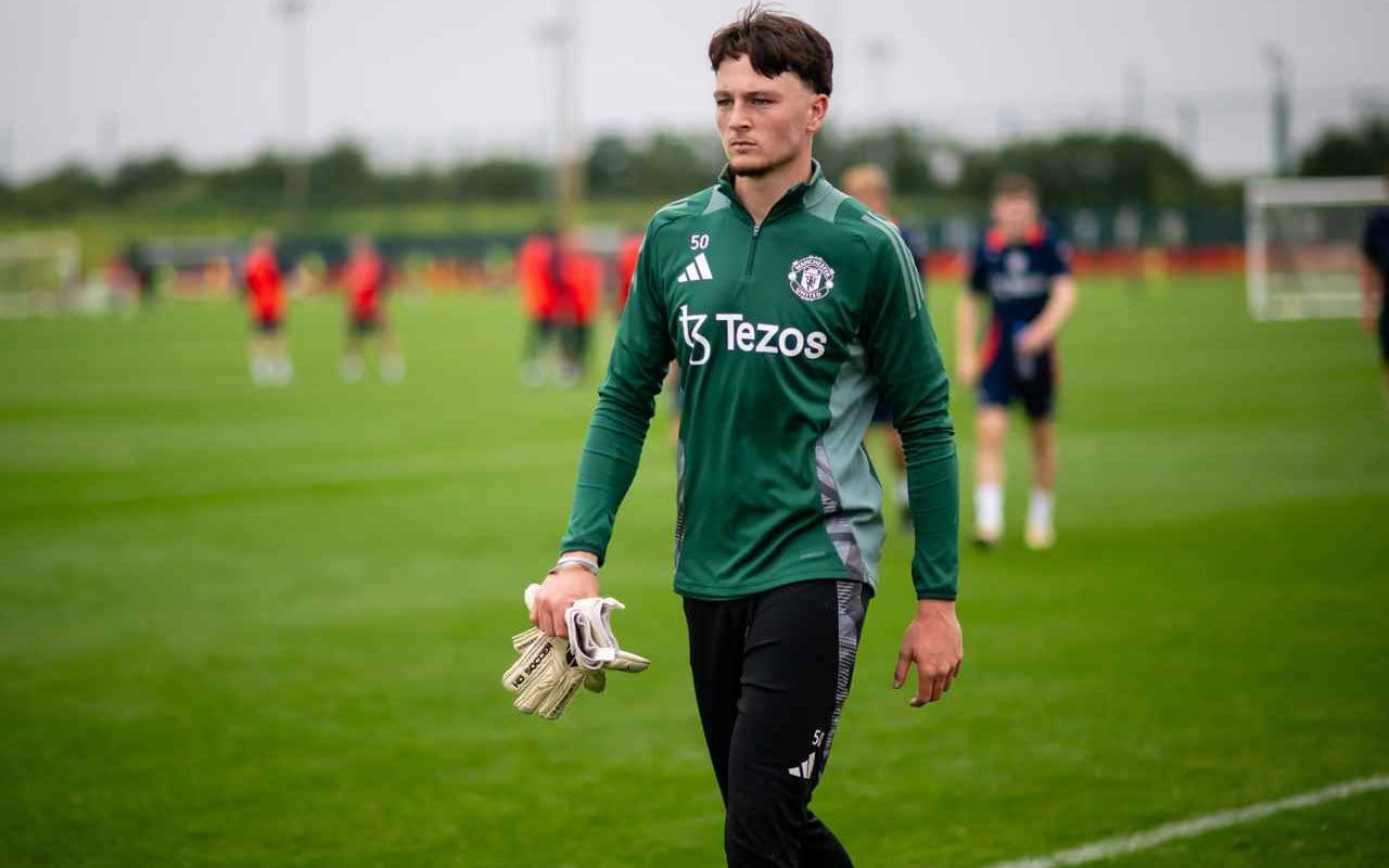 Manchester United goalkeeper Elyh Harrison, at training