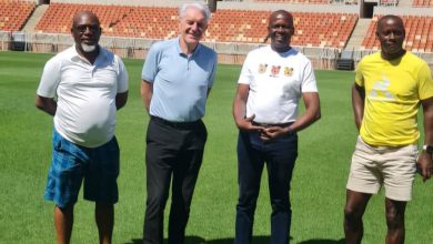 Bafana Bafana coach Hugo Broos and his assistant coach Helman Mkhalele