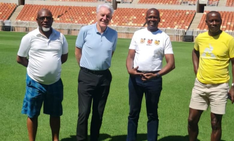 Bafana Bafana coach Hugo Broos and his assistant coach Helman Mkhalele