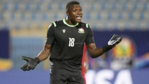 Harambee Stars goalkeeper Patrick Matasi in action