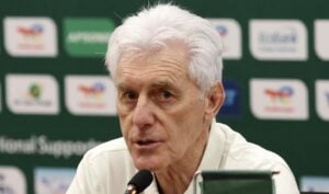 Bafana Bafana coach speaking with journalists in the press conference