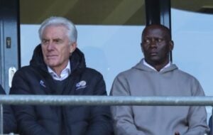 Bafana Bafana coach Hugo Broos and Helman Mkhalele