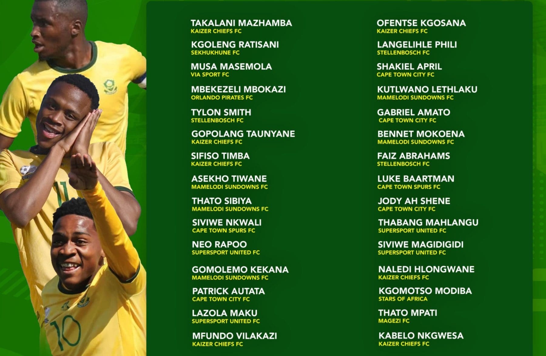 Amajita preliminary squad